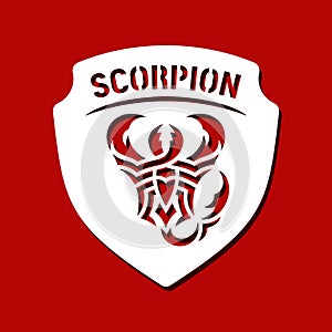 Abstract scorpion on the shield.