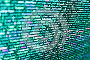 Abstract screen of web developer. SEO optimization. Hi-tech modern screen of data, digits and chars on monitor display. Software