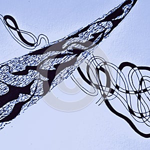 Abstract Scribble. Blue Scribble Pencil. Clouds