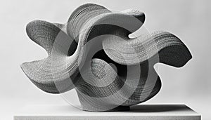 Abstract Organic Grey Sculpture on White Background