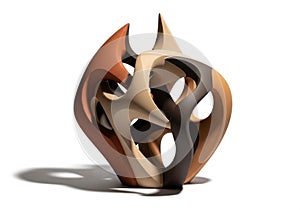 Abstract sculpture featuring interlocking, smooth, curvilinear forms