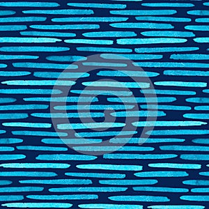 Abstract sea background in blue colors. Marine seamless pattern with horizontal stripes. Stylized waves