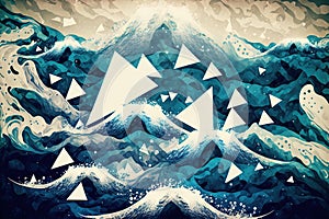 abstract sea background featuring triangles and water waves