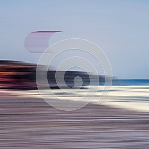 Abstract sea background, long exposure view of dreamy ocean coast in summer