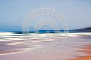 Abstract sea background, long exposure view of dreamy ocean coast in summer