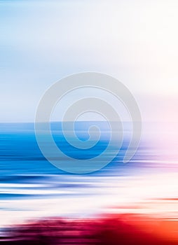 Abstract sea background, long exposure view of dreamy ocean coast in summer