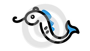 Abstract Sea Creature Outline Vector Icon, vector design Generative AI photo