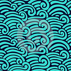 Abstract sea pattern. Vector illustration. The swell on the sea. Ocean waves.