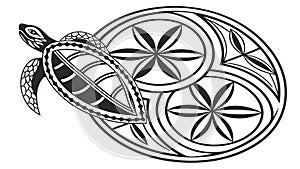 Abstract Sea Turtle with Geometric Pattern Shell, vector design Generative AI