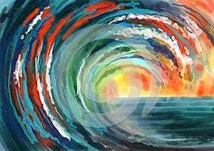 Abstract sea waves colorful background painting