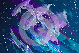 Abstract sea waves with foam and splashes on a gradient background. Abstract watercolor background. Vector