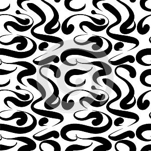 Abstract seamless background from abstract line, curve, wave. Vector seamless black and white pattern. Design for print, eps 10