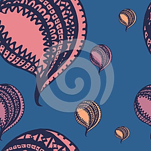 Abstract seamless background with balloons hand-drawn