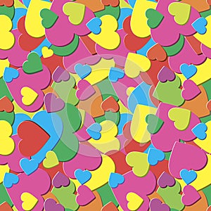 Abstract seamless background with bright vivid hearts