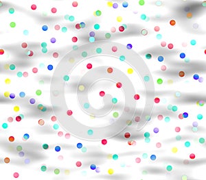 Abstract seamless background of colored circles, confetti and balloons on a white background , gray