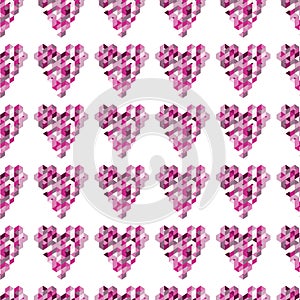 Abstract seamless background with geometric hearts