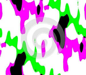 Abstract seamless background in green, white, black and pink colors