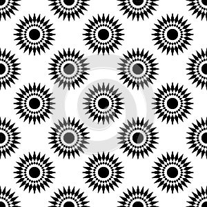 Abstract Seamless Black And White Floral Flower Stylish Clothing Pattern Repeated Design On White Background