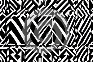 Abstract seamless black and white horizontal texture background forming a geometric pattern. Minimalism style