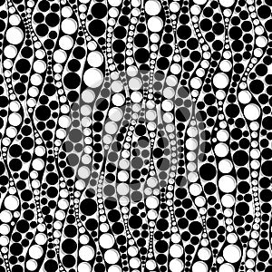 Abstract seamless of black and white wave flow bubbles pattern.