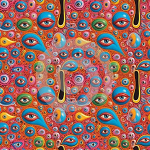 Abstract seamless bright colorful psychedelic comic pattern