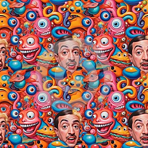 Abstract seamless bright colorful psychedelic comic pattern