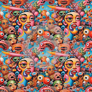 Abstract seamless bright colorful psychedelic comic pattern