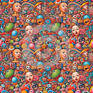 Abstract seamless bright colorful psychedelic comic pattern