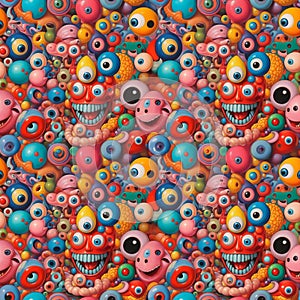 Abstract seamless bright colorful psychedelic comic pattern