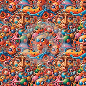 Abstract seamless bright colorful psychedelic comic pattern