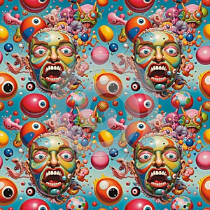 Abstract seamless bright colorful psychedelic comic pattern