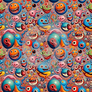 Abstract seamless bright colorful psychedelic comic pattern