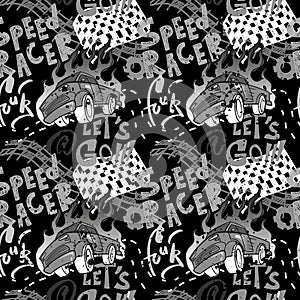 Abstract seamless cars pattern for boy on background. Childish style wheel auto repeated backdrop