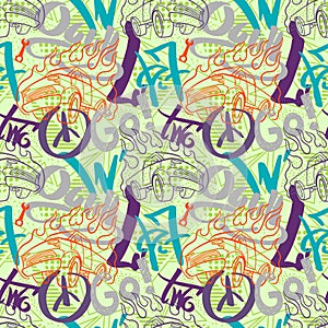 Abstract seamless cars pattern for boy on background. Childish style wheel auto repeated backdrop