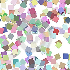 Abstract seamless chaotic square pattern background - vector graphic from multicolored rotated squares