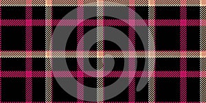 Abstract seamless check textile, cotton vector tartan fabric. Ceremony texture plaid background pattern in black and pink colors