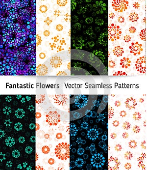 Abstract seamless circles design pattern unusual collection. Vector repeatable round shapes background