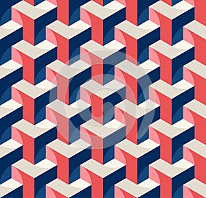 Abstract seamless colorful isometric geometric shape pattern design background