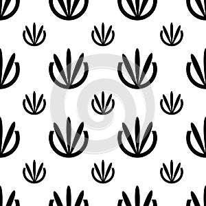 Abstract Seamless Curvy Shaping With Clover Curves Pattern Repeated On White Background