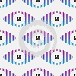 Abstract seamless eyes pattern. Stylized eye shapes with vertical stripes