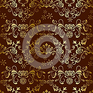 Abstract seamless floral brown pattern
