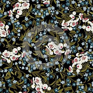 Abstract seamless floral pattern with forget-me-not