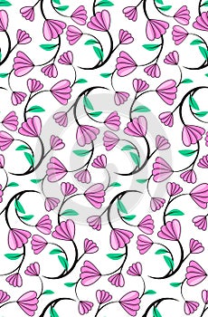 Abstract seamless florals pattern background with purple cute fl photo