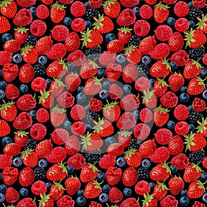 Abstract seamless fruit pattern with colorful ripe berries