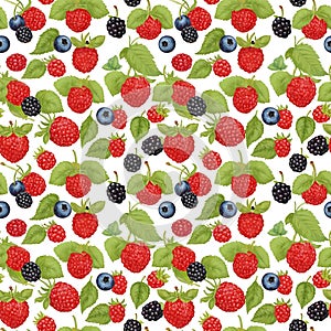 Abstract seamless fruit pattern with colorful ripe berries