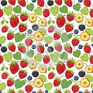 Abstract seamless fruit pattern with colorful ripe berries