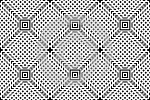 Abstract Seamless Geometric Checked Black and White Pattern