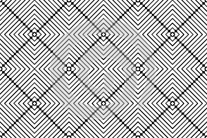 Abstract Seamless Geometric Checked Black and White Pattern
