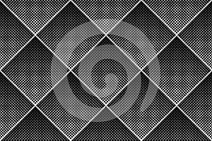 Seamless Geometric Checked Halftone Black and White Pattern