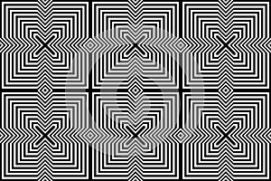 Abstract Seamless Geometric Checked Pattern. Black and White Texture